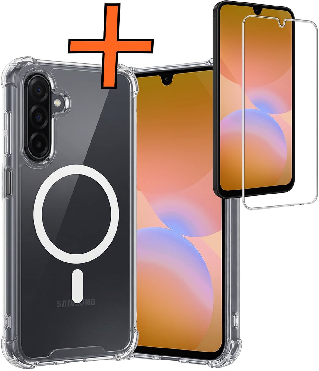 Hoes - Met Screenprotector - Geschikt voor Samsung Galaxy A26 - Magsafe Compatible - Sterk & Shockproof - Back Cover - Shock Proof Case - Telefoon Hoes - Transparant