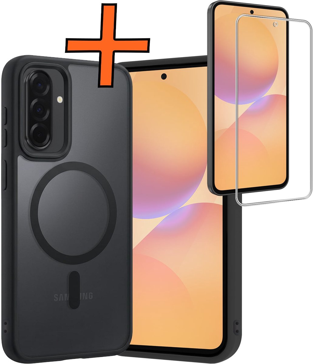 Hoes - Met Screenprotector - Geschikt voor Samsung Galaxy A36 - Magsafe Compatible - Sterk & Shockproof - Back Cover - Shock Proof Case - Telefoon Hoes - Zwart