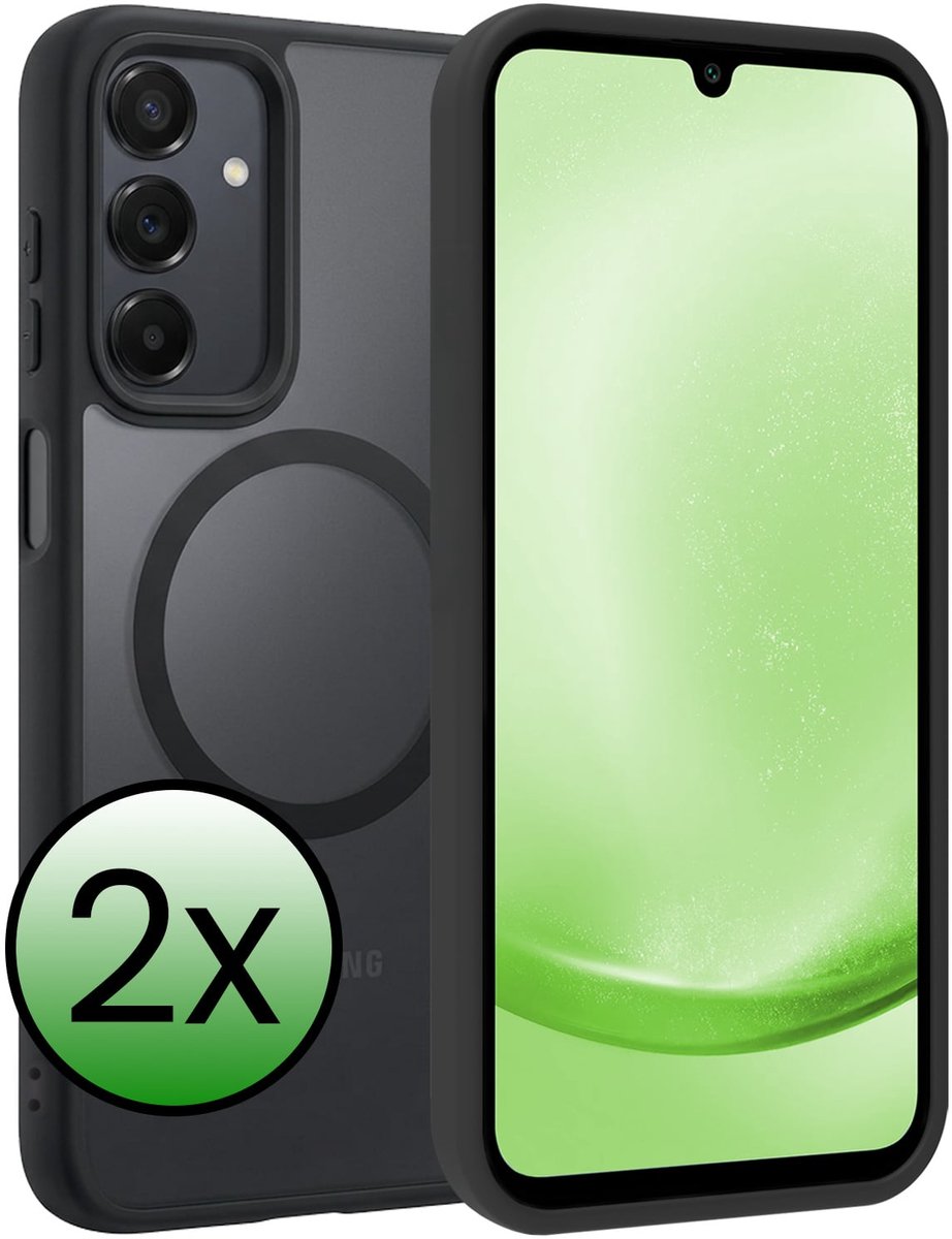 Hoesje 2 Stuks - Geschikt voor Samsung Galaxy A25 - Magsafe Compatible - Sterk & Shockproof - Back Cover - Shock Proof Case - Telefoon Hoes - Zwart