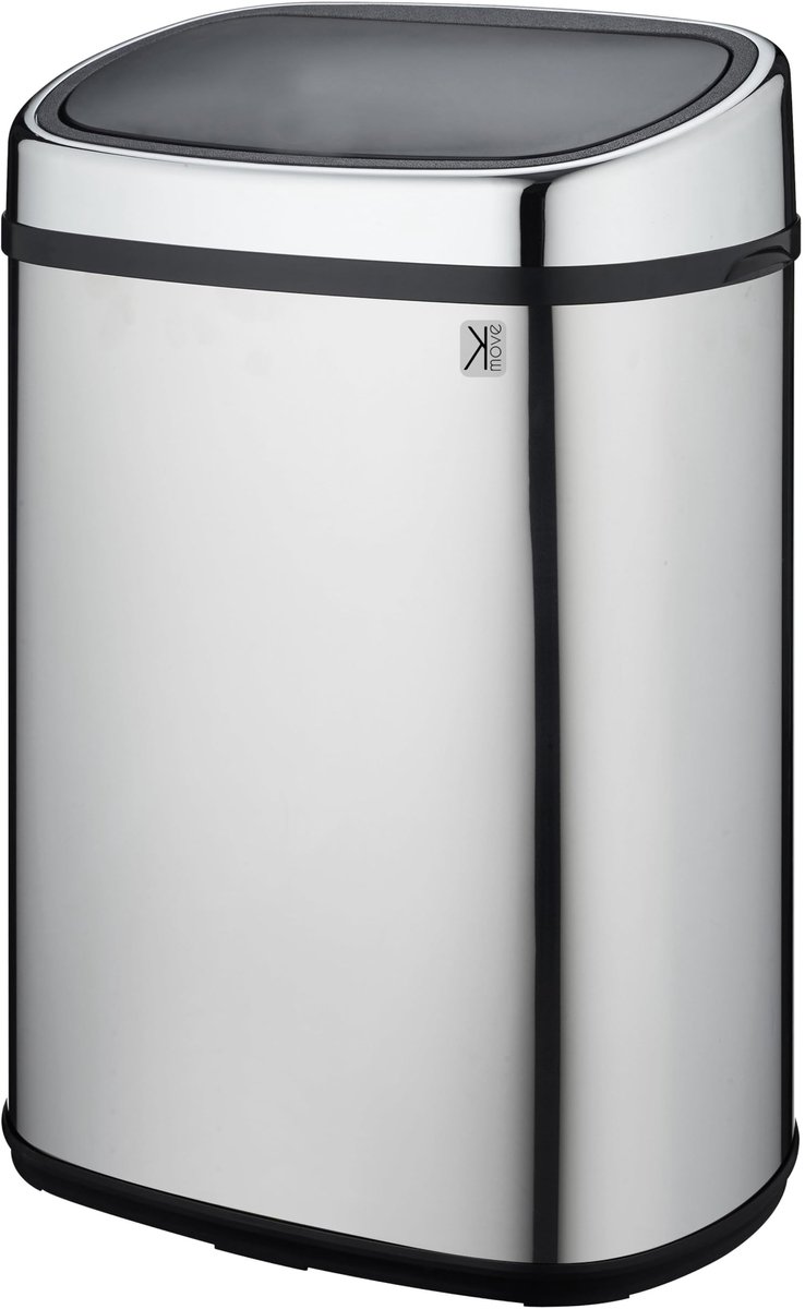 SnelShoppen - Poubelle One Touch 50L CITY Inox Vuilnisbak RVS Met Sensor Voor Keuken, Tuin, Feest, Stijlvol Design, Gemakkelijk Te Gebruiken, 50 Liter