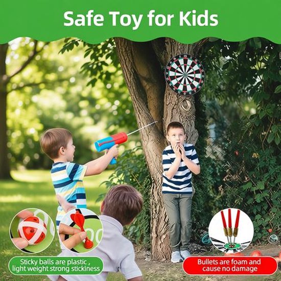 Dinosaurus dartbord kinderspel - Opvouwbaar dartbord met 12 kleverige ballen en 8 zelfklevende darts - Binnen en buiten - Cadeau voor kinderen — afbeelding 3