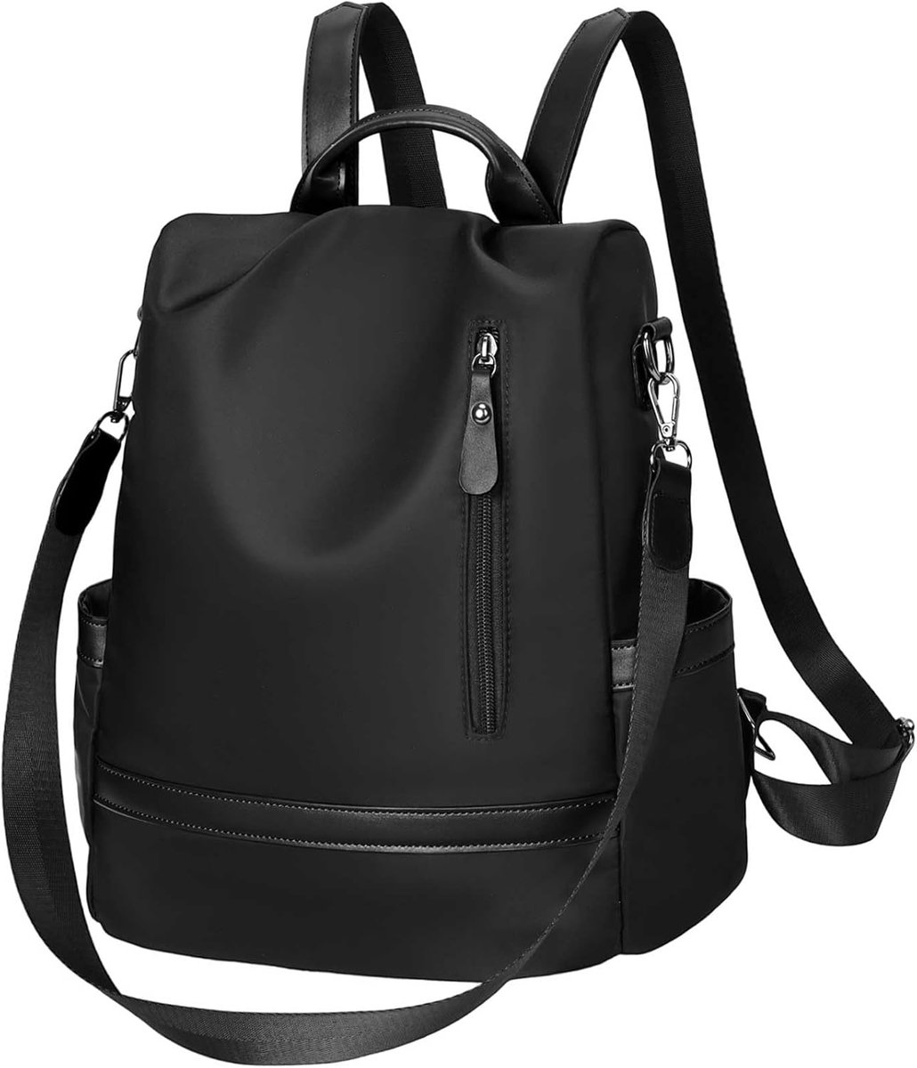 Bobypet - Anti-Diefstal Rugzak Dames Zwart - Elegant 3-in-1 Schoudertas en Rugtas - Lichtgewicht Waterafstotende Nylon Tas voor Werk, Universiteit, Metro en Reizen
