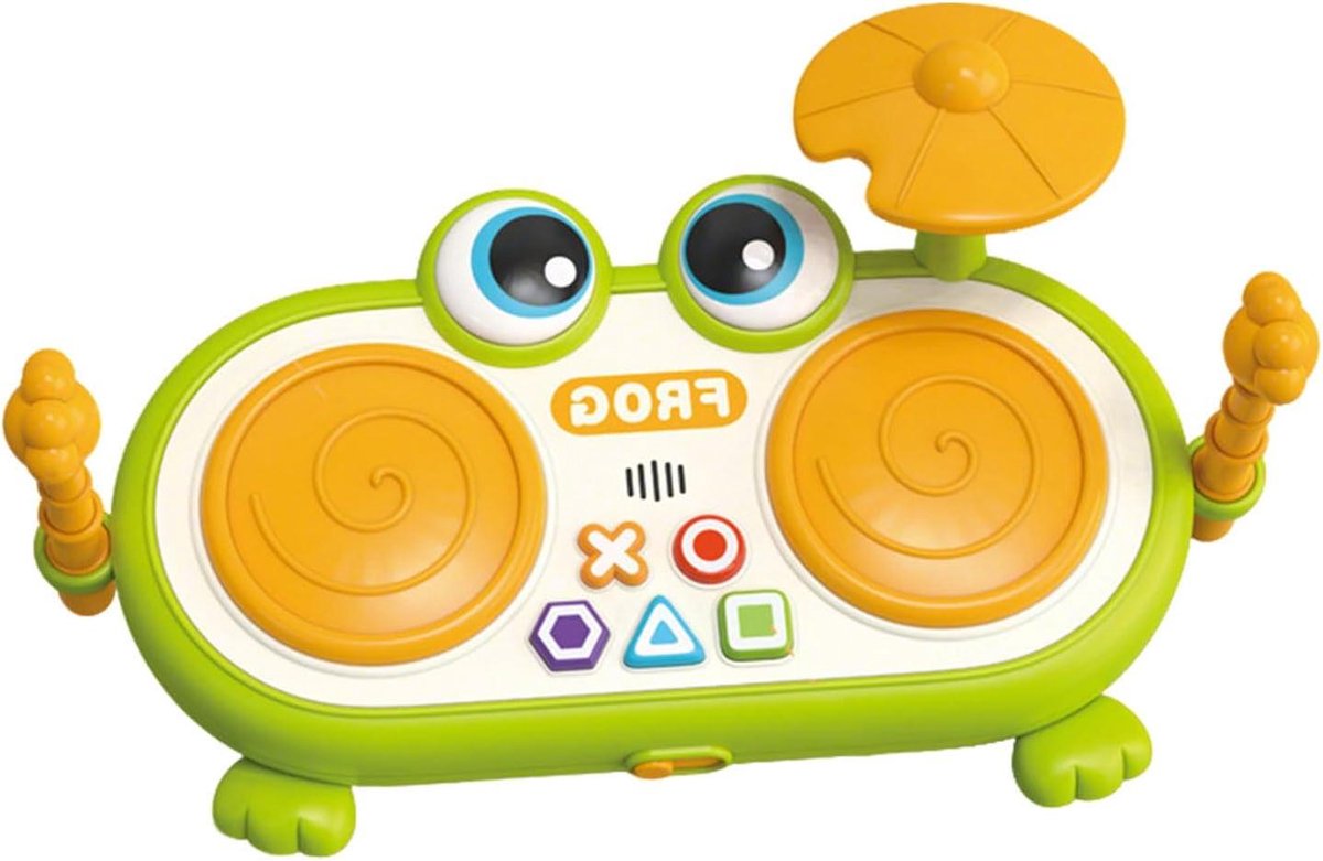 Muziektrommel voor baby's - Babyspeelgoed drum Kinderpercussie - Creatief Spel - Kikkerdesign met Licht