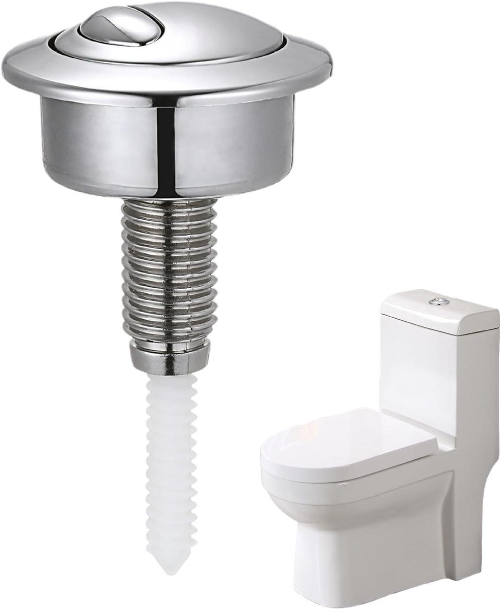 Toilet Flush Knop - Dubbele Spoelknop - Water Besparen - Universele Pasvorm - 4.8 cm Diameter - Zilverkleurig