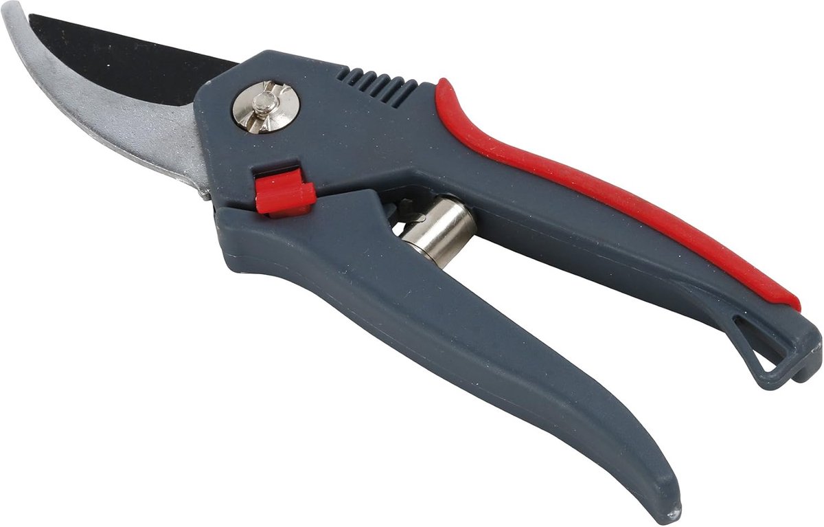 SnelShoppen - Tuinschaar met Ergonomische Handgrepen - 2 Materialen - Grijs Rood - Scherpe Teflon Mes - Perfect voor Tuinonderhoud en Snoeien