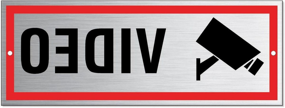 Bewaakt Bord - Camerabewaking Schild - Beveiliging Huis - Weerbestendig Aluminium - 175 x 65 mm - Zilver