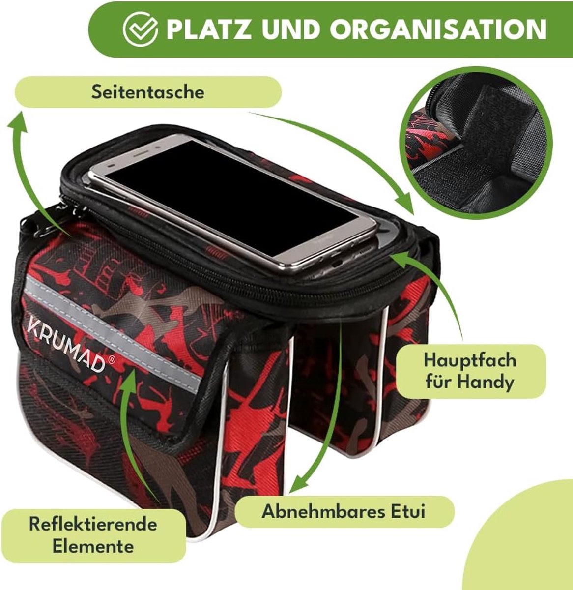 SnelShoppen - Fietstas Waterdicht met Touchscreen Venster, Smartphone Houder, Reflecterende Elementen en 3 Opbergvakken voor Fietstochten en Stadsfiet