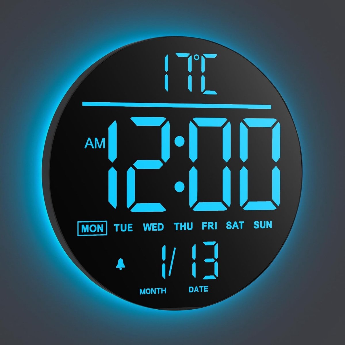 Grote Digitale Wandklok met Afstandsbediening, 8 RGB Kleuren, Modern LED Scherm, Temperatuurweergave, Alarmfunctie en Dimbare Helderheid voor Woonkamer, Slaapkamer en Keuken