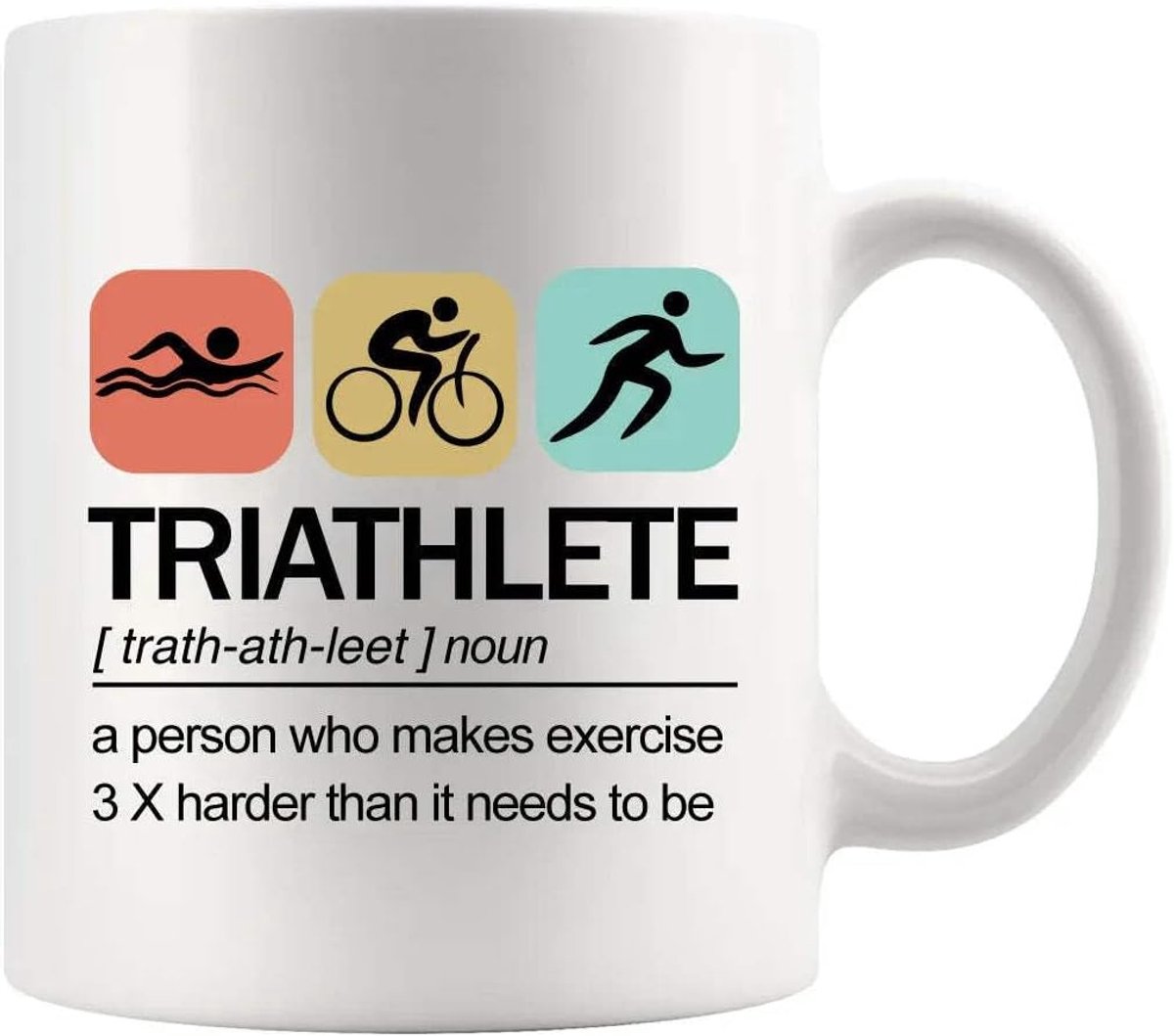 Keramische mok met Triathlete Definition Athlete, cadeau, 325 ml, wit