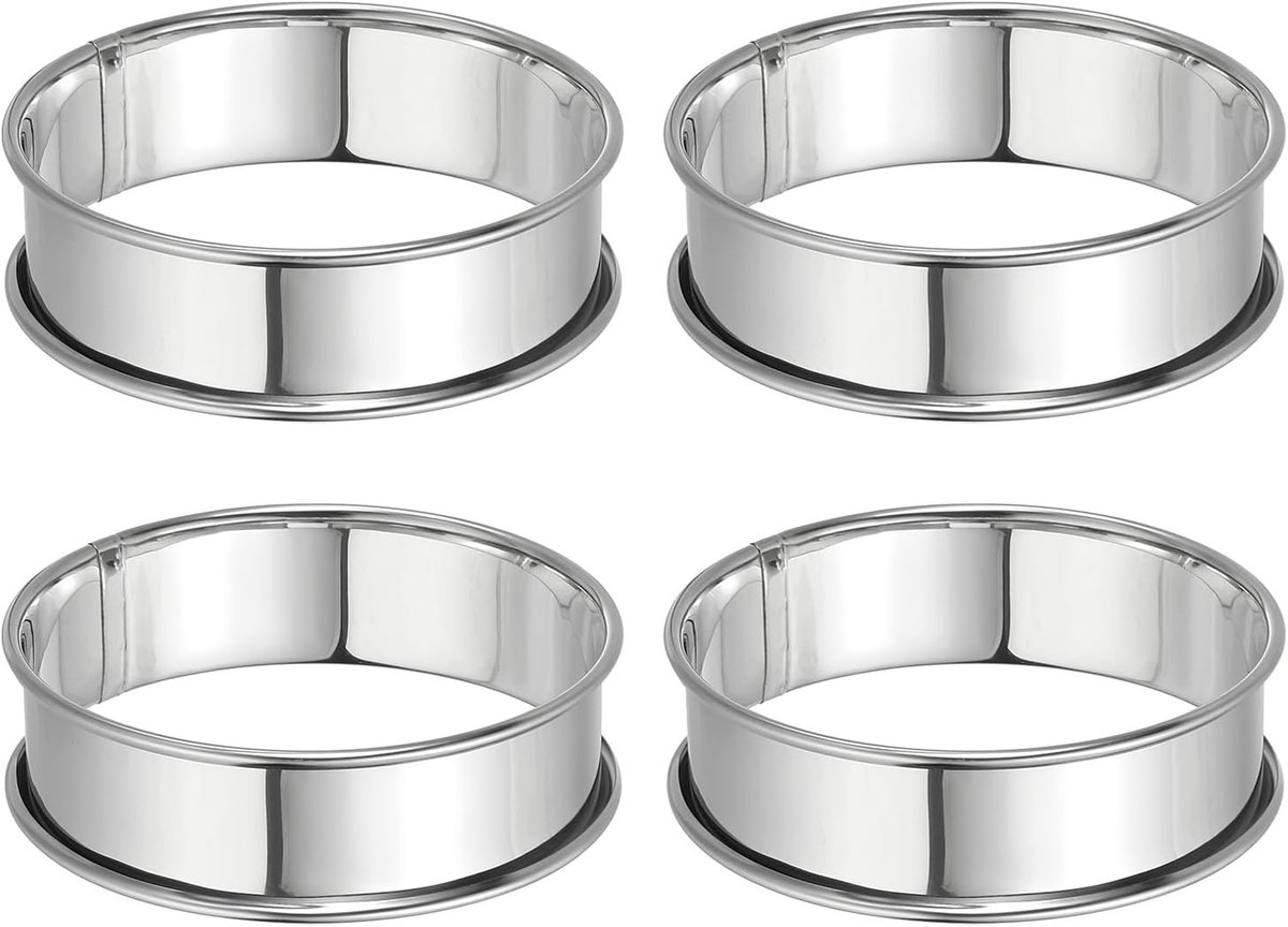 4 stuks Crumpet ringen 3,15" anti-aanbak ronde taartringen van