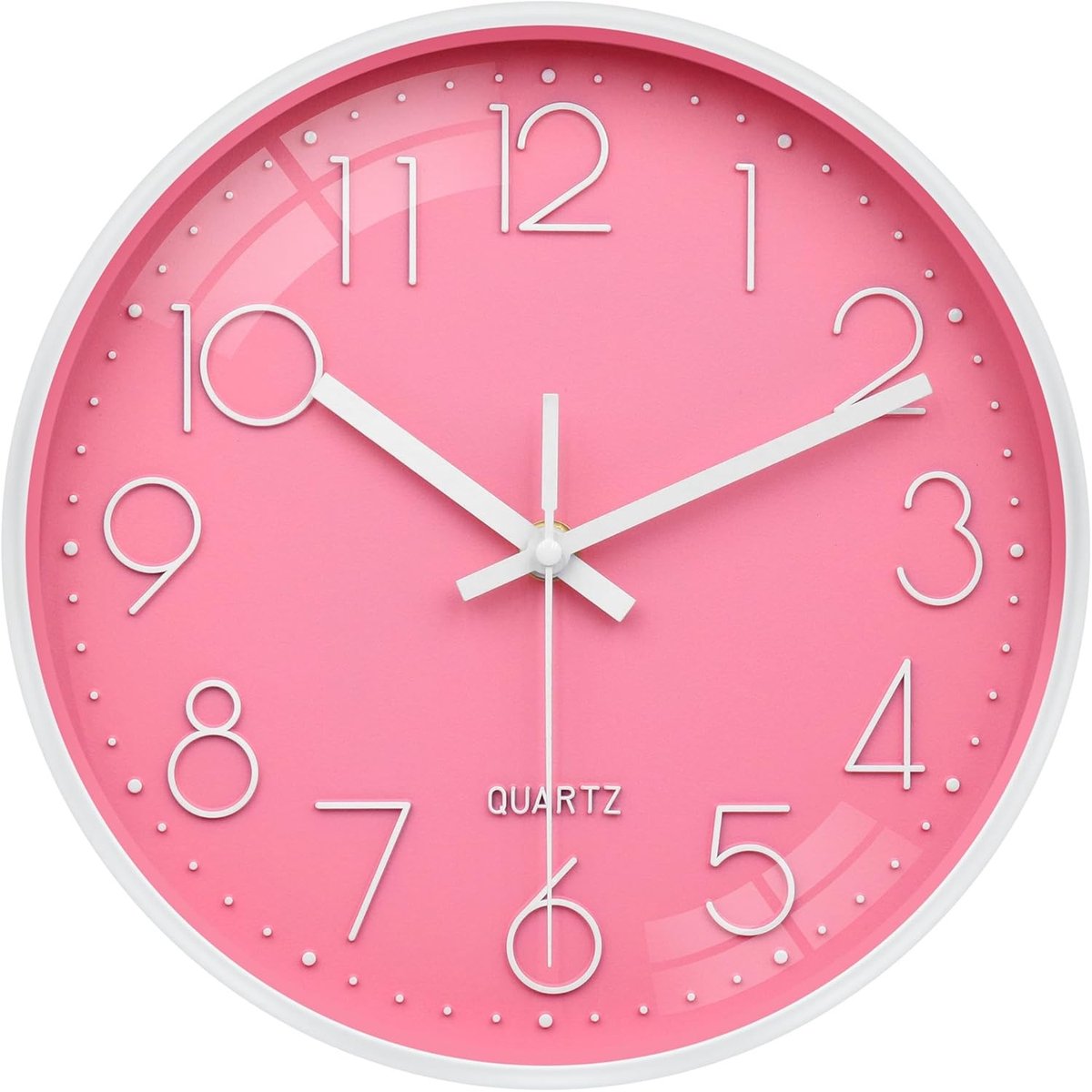 Roze Wandklok 25cm, Stille Batterij Aangedreven Klok voor Kinderkamer, Woonkamer en Keuken, Modern Design