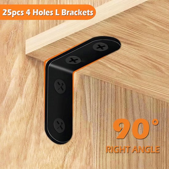 25pcs L Bracket Hoek 50x50mm Metalen Hoek Brace 90 Degree — afbeelding 3