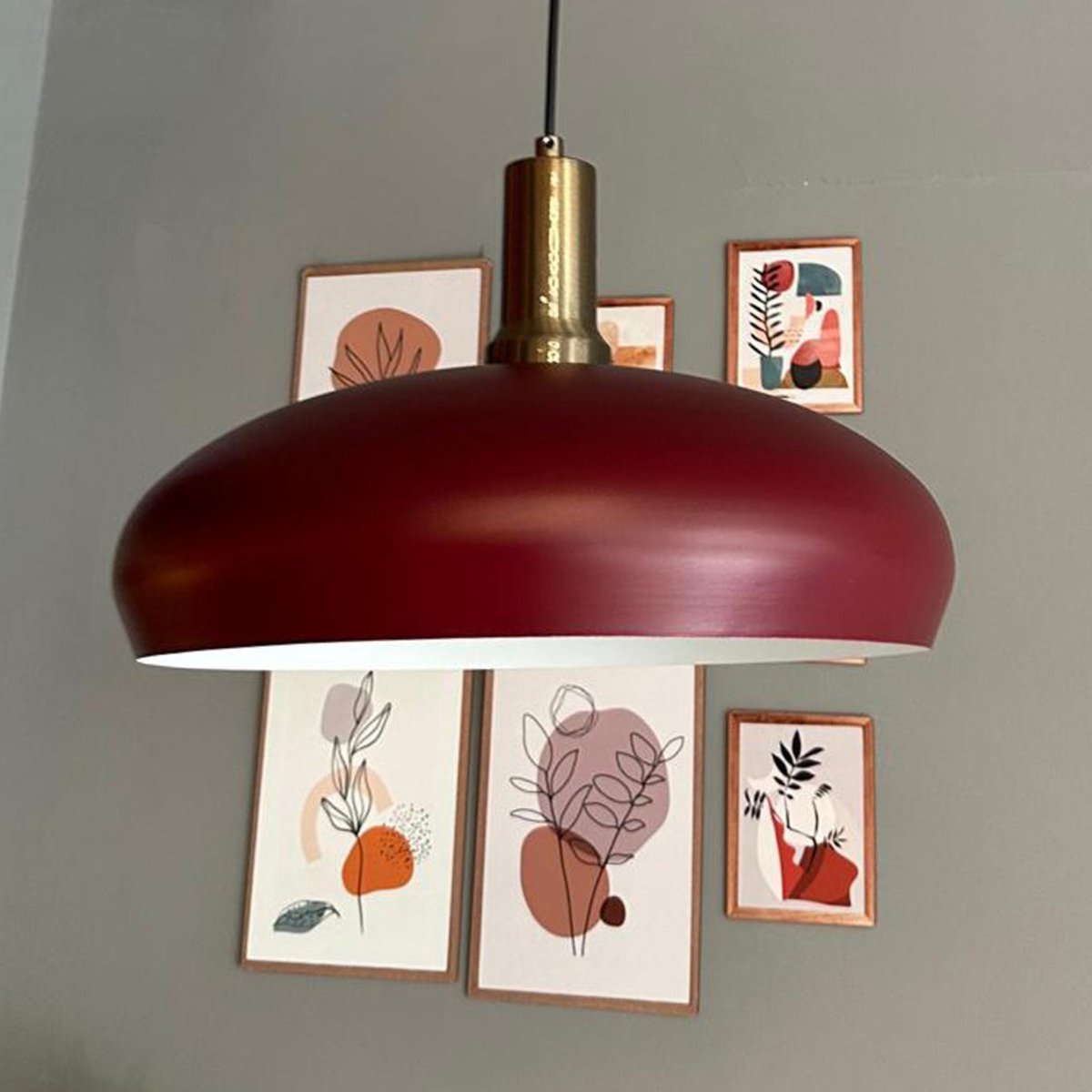 Bamyum Androa hanglamp, industriële Modern stijl, Ø40 cm, bordeaux metalen lamp