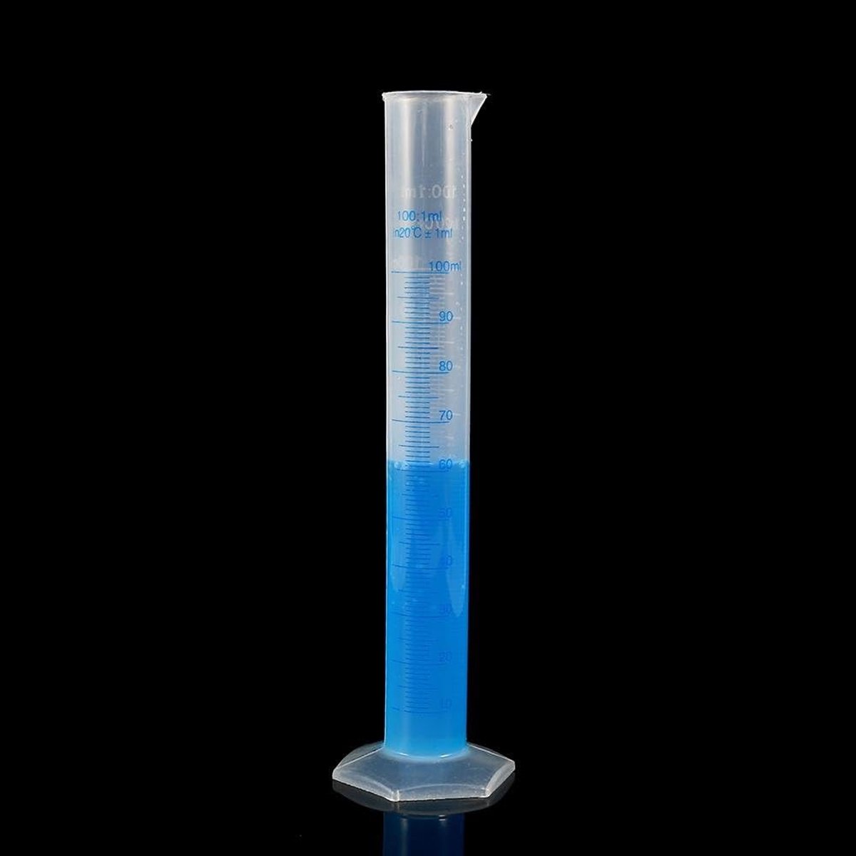 100 ml Kunststof Gegradueerde Cilinder - Premium Polypropyleen, Brede vijfhoekige vormige basis, Tapered Pour Spout