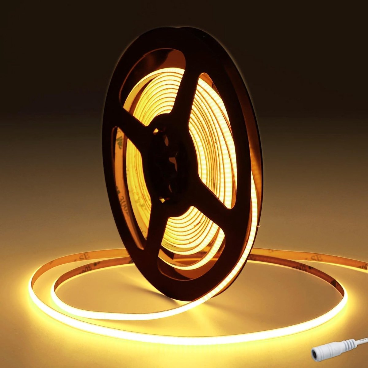 12V COB LED-stroken 3000K, 5m flexibele LED-strip strook 5mm brede, 320 LED's/m knipbare LED-lichtstrip voor doe-het-zelfverlichtingsproject in de slaapkamer of keuken (zonder voeding)