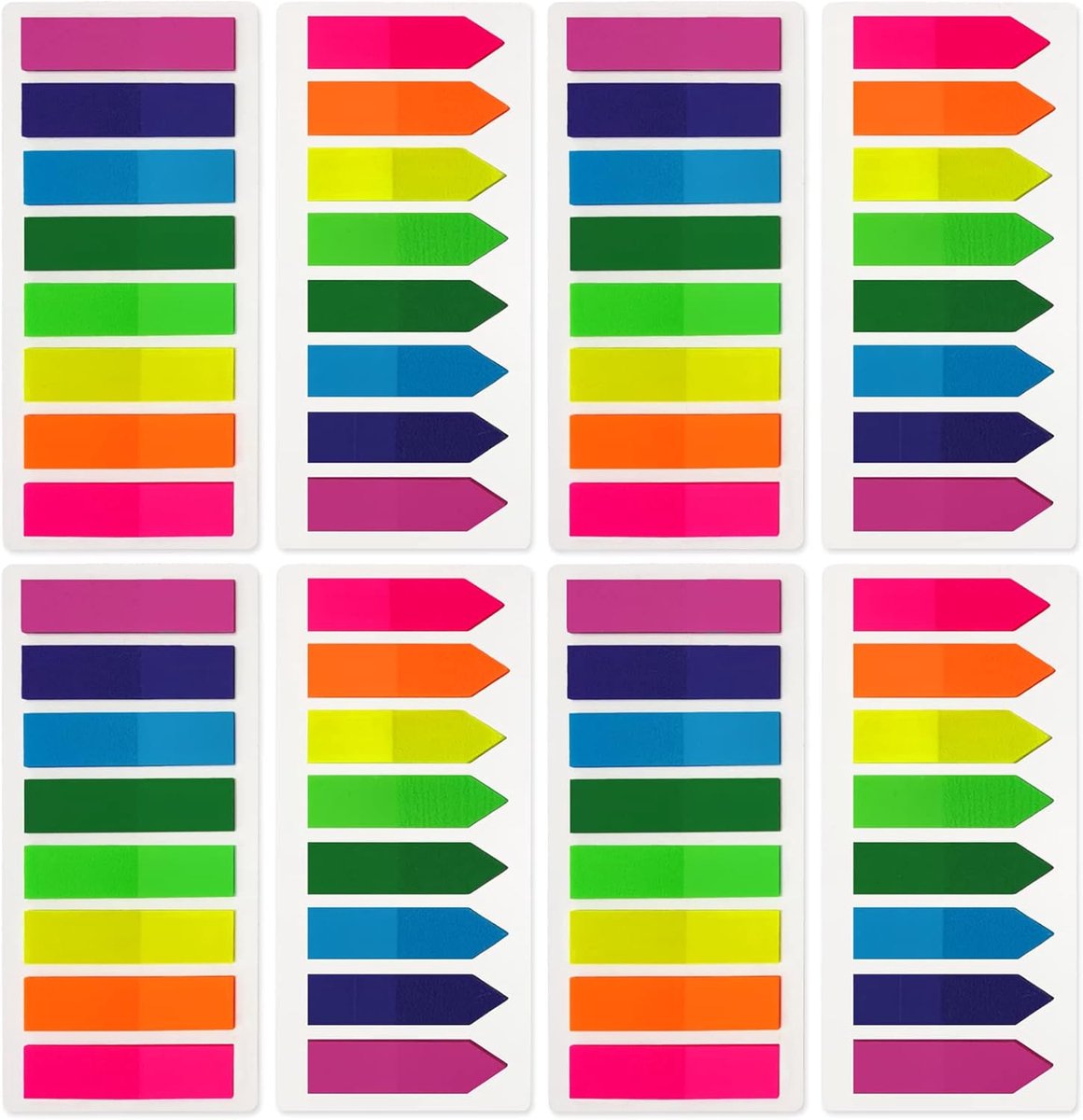 Plakbriefjes 1600 Stuks, Paginamarkeringen, Zelfklevende Marker, Plaknotities Voor Het Markeren En Markeren Van Pagina's [2 Ontwerpen, 8 Kleuren] Beschrijfbaar, Herpositioneerbaar