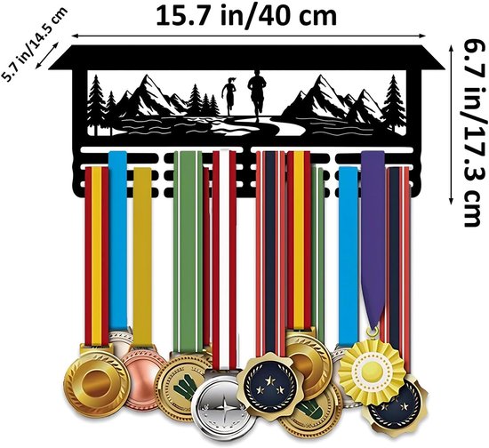 Medaille-hanger, displayhouder, rek, wandmontage, stalen frame, meer — afbeelding 3