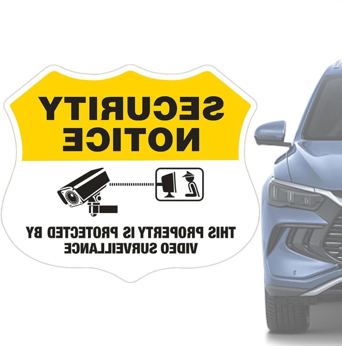 Veiligheidsberichtstickers - Video waarschuwingssticker - Veiligheid verhogen - Weerbestendig ontwerp - 8.3x7cm - Meerkleurig