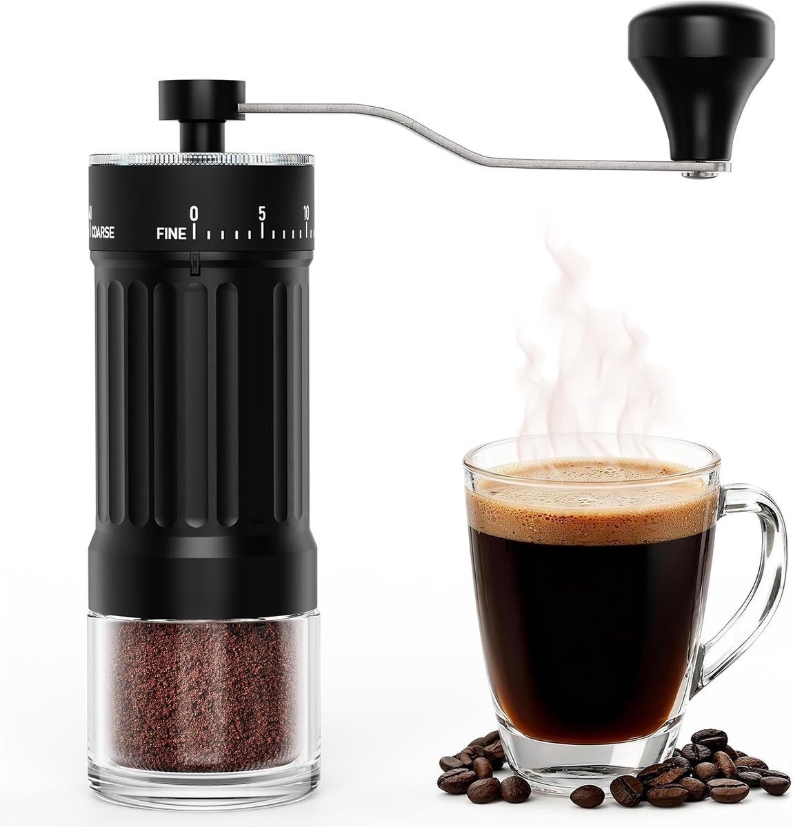 Handmatige Koffiemolen met Keramische Maalschijf, 40 Precieze Instellingen voor French Press, Pour-Over, Moka Pot & Meer, 30 g Capaciteit