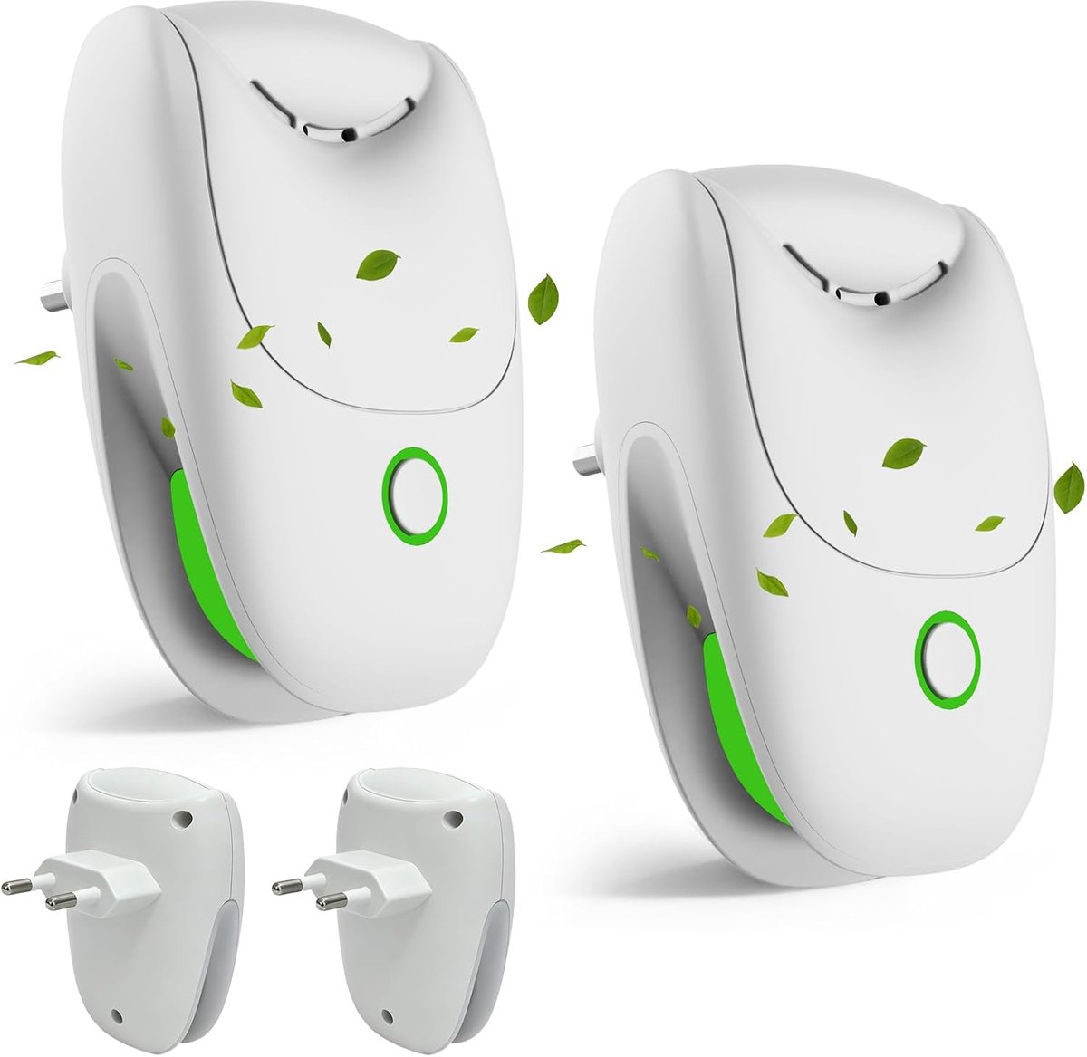SnelShoppen - Mini-luchtreiniger, 2 stuks, ionisator, luchtreiniger zonder filter, geur- en rookneutralisator voor badkamer en kantoor, stille luchtzu