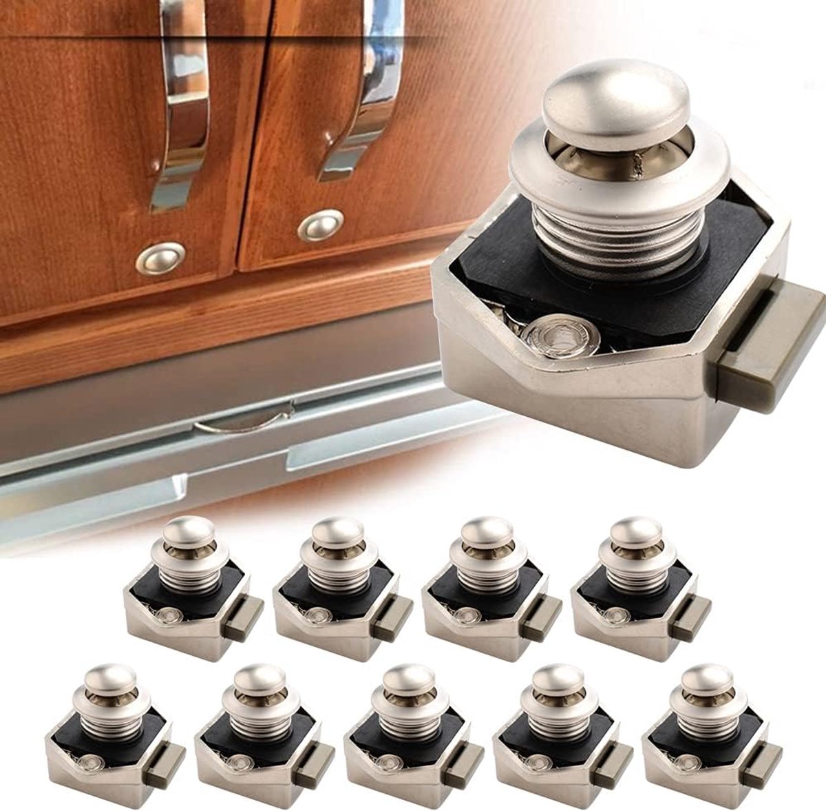 10 sleutelloze drukknopdeursloten (15-20 mm per stuk)