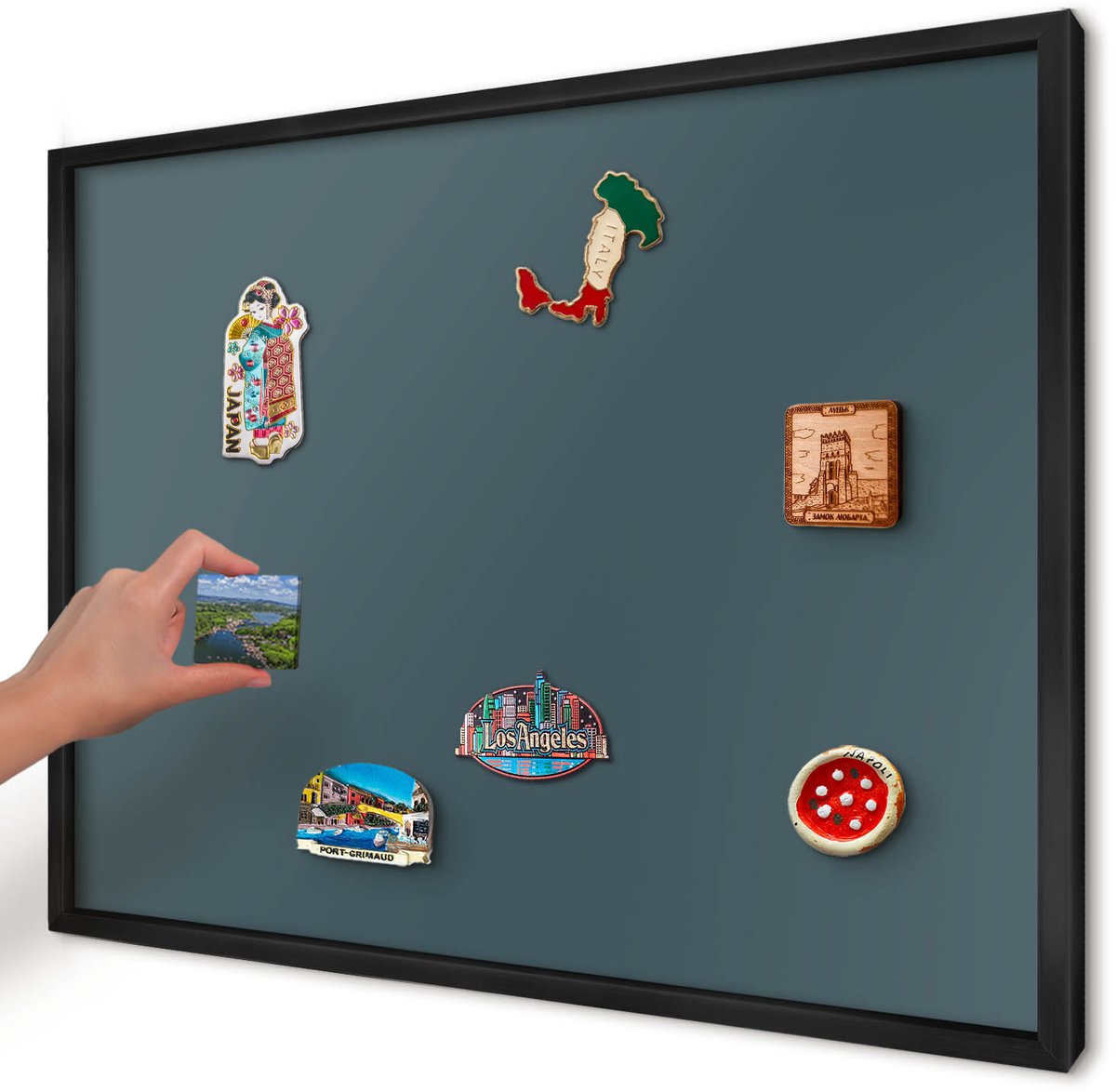Artprintcave Turkoois Magneetbord mit Zwart Frame - 70x50 cm - Turkoois Bord Voor Magneten - Minimalist Magnetisch Bord Voor Magneten - Achtergronden En Patronen