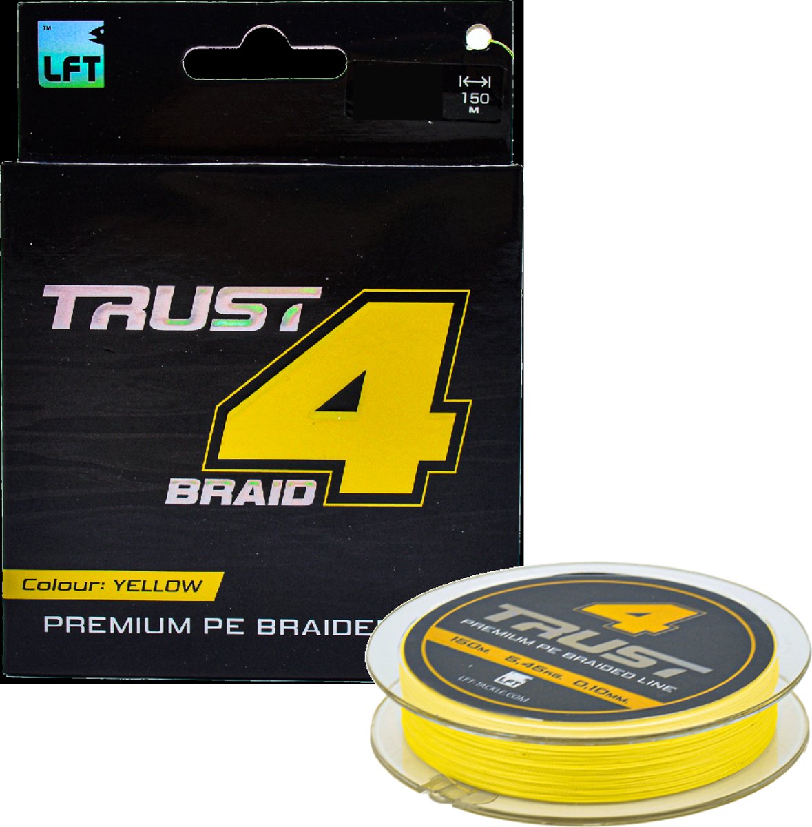 LFT Trust 4-Braid PE Yellow 150mtr. 0,10mm. 5,45kg.