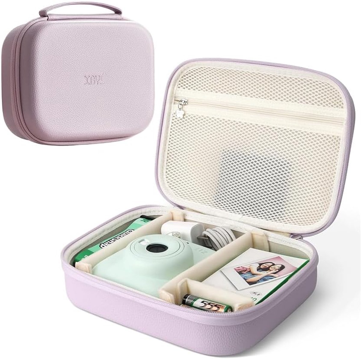 SnelShoppen - Draagtas voor Instant Camera, Hard Camera Case voor Fujifilm Instax Mini 12/11/9/90/SQ40/EVO, Ruimte voor Film en Accessoires, Grote Cap