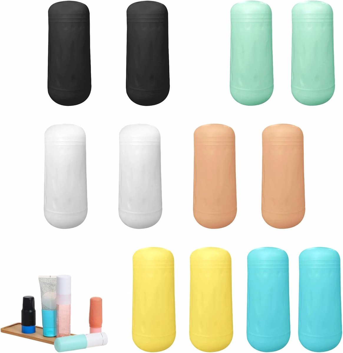 12 stuks siliconen hoesjes voor reisflesjes - Lekvrije hoesjes voor reiscontainers | Herbruikbare reisaccessoires voor flessen, beschermhoes voor hygiënische reizen