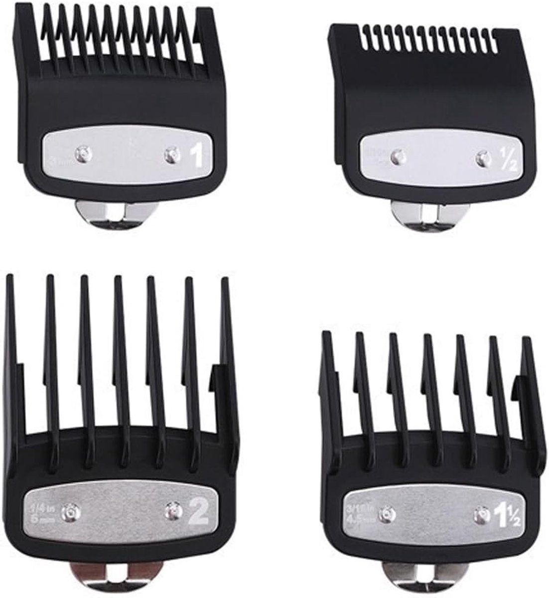 Kies uit 4 verschillende kammen voor haartrimmers, scheerapparaten en baardverzorging - ideaal voor haarstyling en grooming