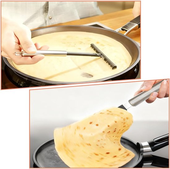 3-Delige Roestvrijstalen En Siliconen Crêpesverdelerset T-vormige — afbeelding 3