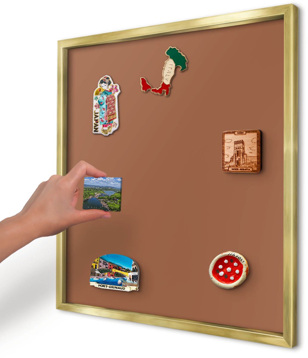 Artprintcave Bruin Magneetbord mit Gouden Frame - 50x50 cm - Donkeroranje Magnetisch Bord Voor Magneten - Minimalist Magneet Bord mit Frame - Achtergronden En Patronen