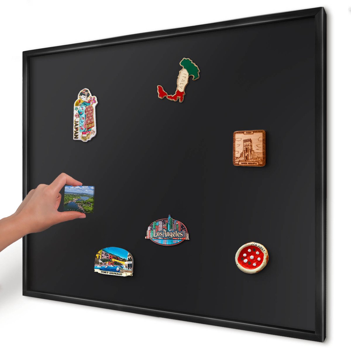 Artprintcave Zwart Magneetbord mit Zwart Frame - 80x60 cm - Zwart Bord Voor Magneten - Minimalist Magneetbord Voor Keuken - Achtergronden En Patronen