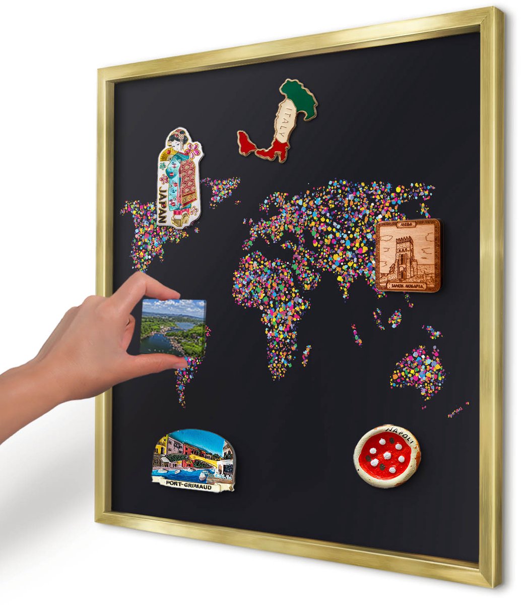 Artprintcave Zwart Magneetbord mit Gouden Frame - 50x50 cm - Kleurenkaart Magneet Bord mit Frame - Abstract Magneetbord Voor Keuken - Kaarten