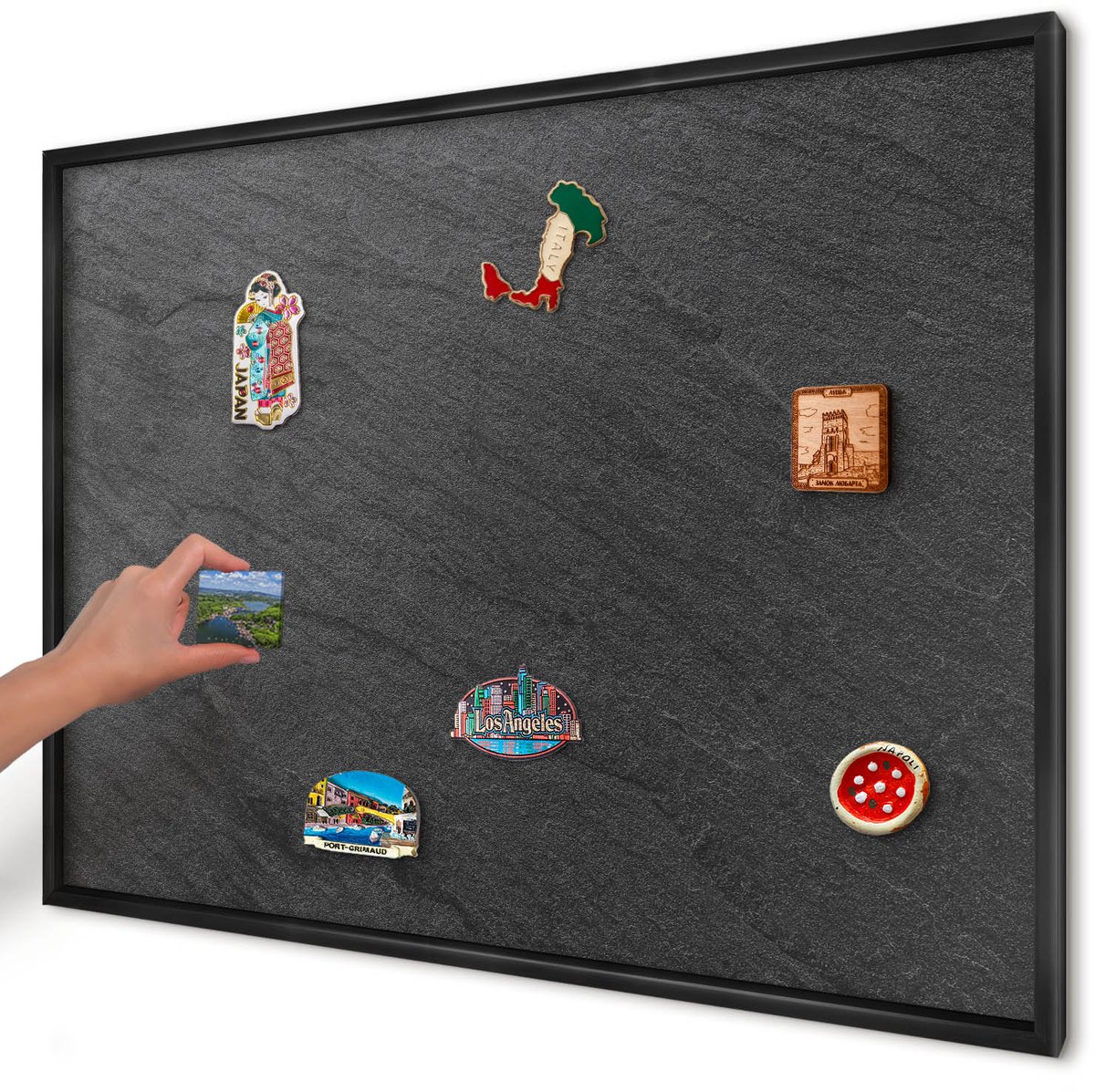 Artprintcave Zwart Magneetbord mit Zwart Frame - 100x70 cm - Zwarte Textuur Magnetische Organizer - Minimalist Wandbord Magnetisch - Texturen