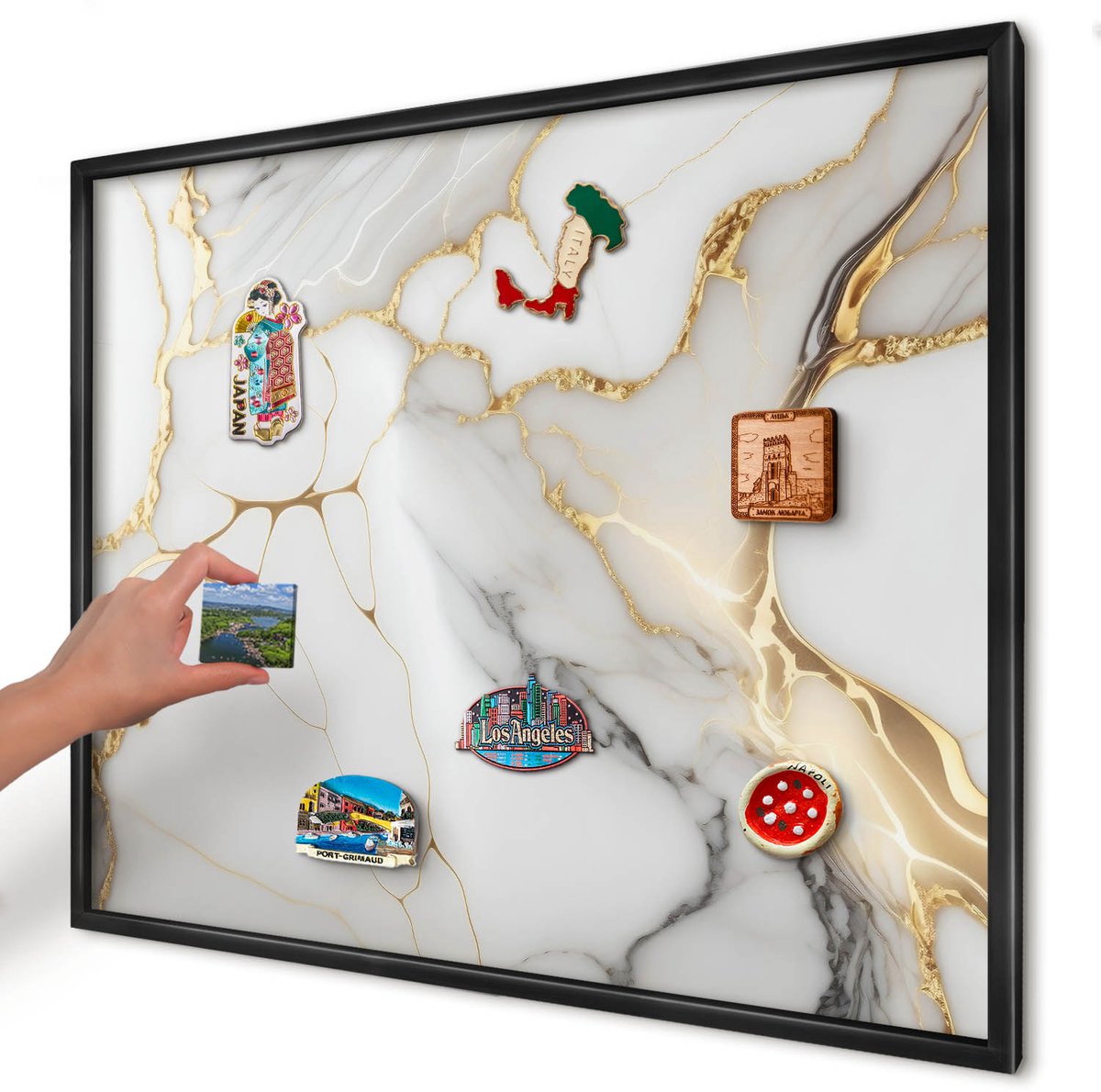 Artprintcave Wit Magneetbord mit Zwart Frame - 80x60 cm - Abstract Marmer Magneetbord Voor Foto's - Abstract Magnetisch Bord - Abstractie