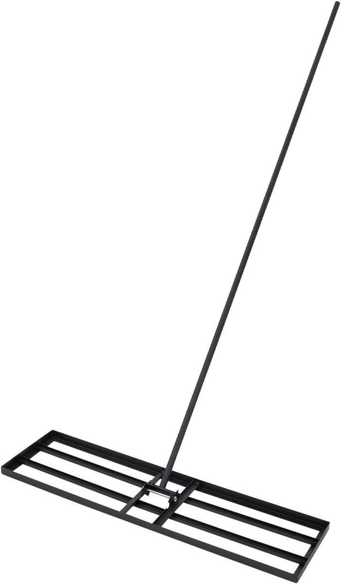 Gazon Egalisatie Hark - Tuin Egaliseer Gereedschap - Gazon Vlak Maken - Arbeidsbesparende Lange Steel - 90x24 cm - Zwart