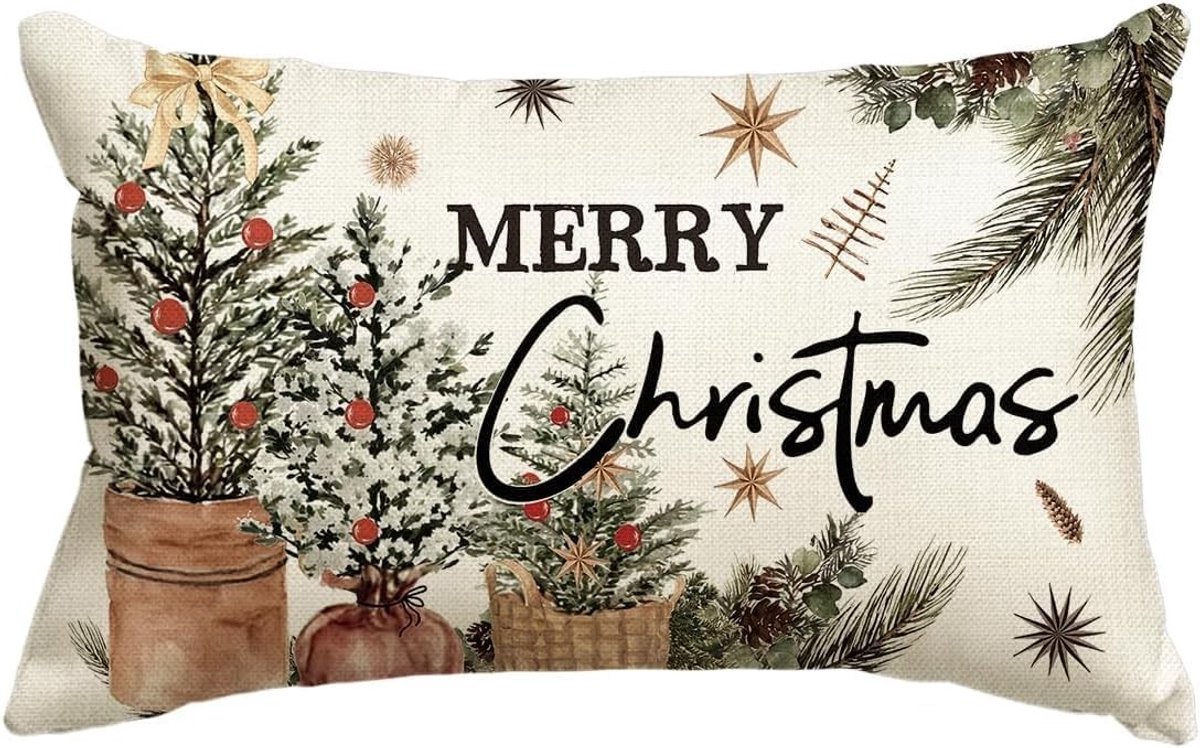 Kerst Kussenhoes 50 x 30 cm voor Slaapkamer, Bank, Stoel en Tuin - Decoratieve Kussens voor de Feestdagen