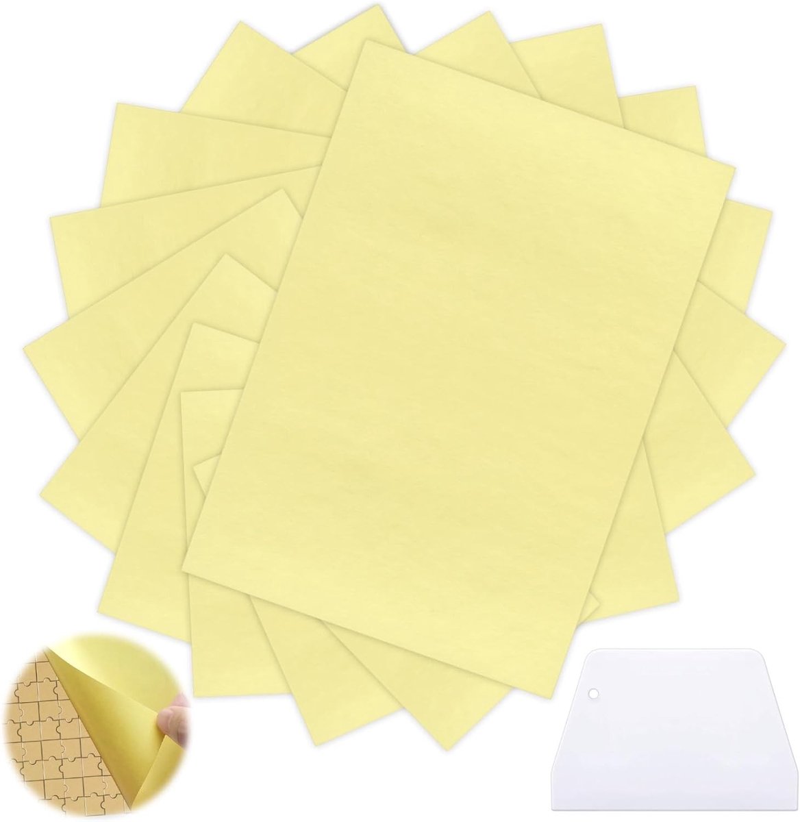 SnelShoppen - Pack van 32 Ultra Sticky Zelfklevende Film A5, Transparant voor Puzzels tot 8000 Stukken, Inclusief Schraper, Ideaal voor Bescherming en
