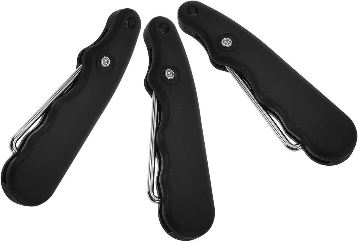 Schaats Veterspanner - IJshockey Accessoire - Veters Snel Strakken - Opvouwbaar Roestvrij Staal - 9.30X2.80X1.20CM - Zwart