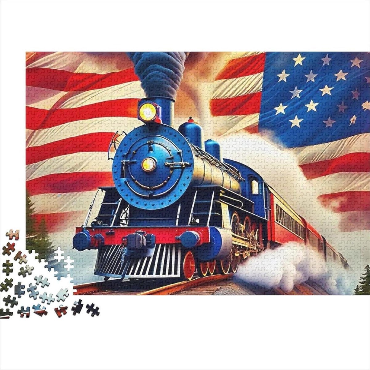 Stoomtrein Puzzel - Volwassen Puzzel - Ontspannen Vrije Tijd - 1000 Stukjes - 70 x 50 cm - Meerkleurig