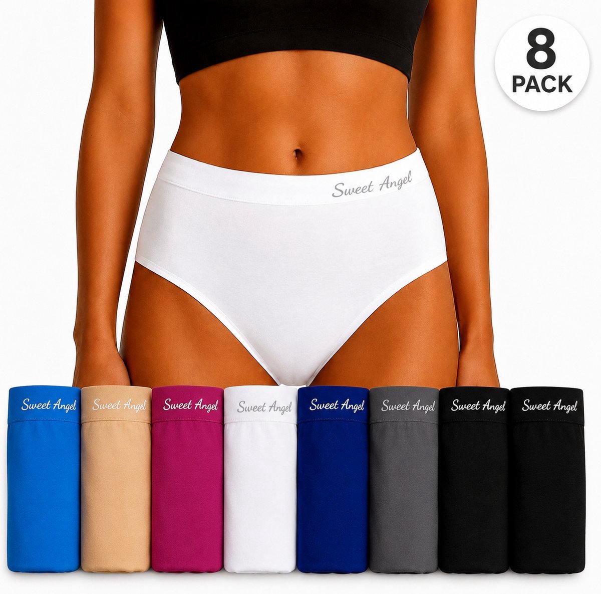 Sweet Angel Dames slips hoge taille 8-pak - Kleurenmix - XXL