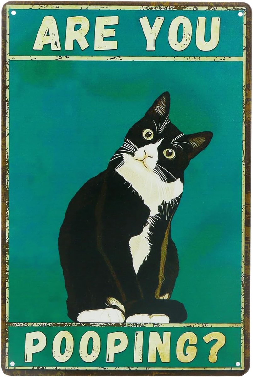 bord kat retro grappig bord vintage kunst muurschildering ijzer schilderij 30 x 20 cm