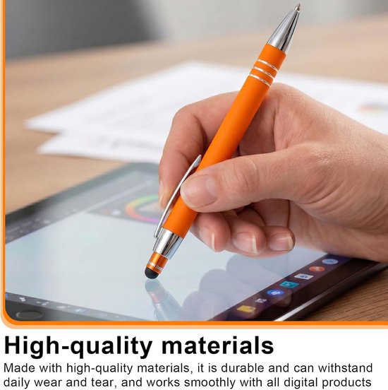 12 stuks multifunctionele tabletpen, 2-in-1 balpen met touchscreen-pen, balpen met touchpen aan de voorkant, voor tablets en smartphones — afbeelding 3