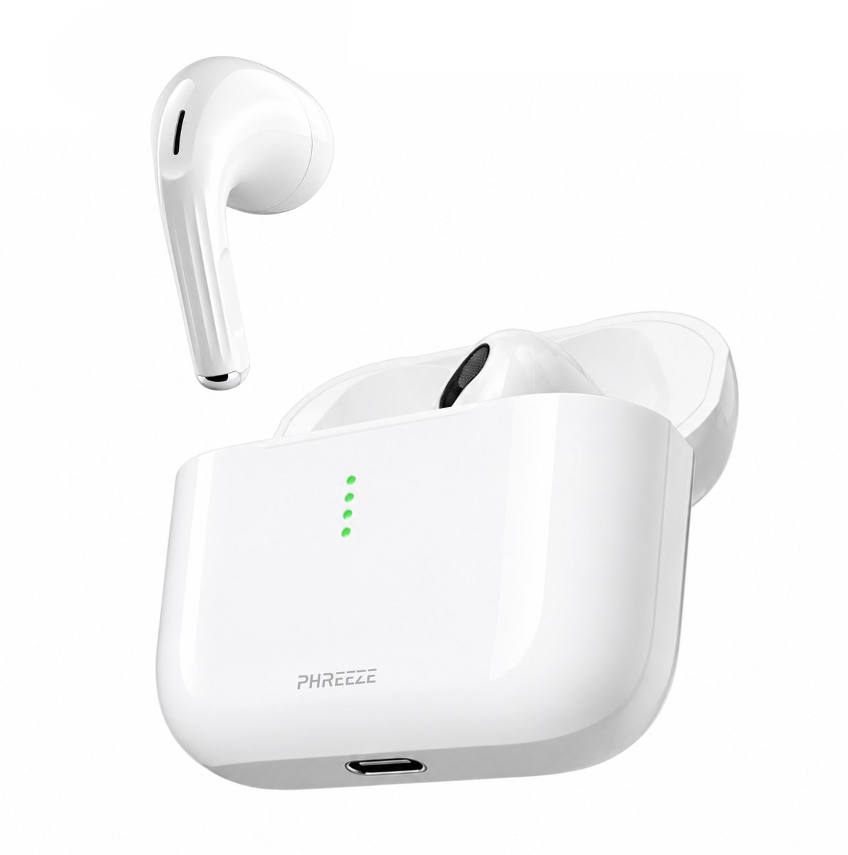 Phreeze TWS7 - Draadloze Oordopjes - Bluetooth 5.3 - ENC Microfoon - 30 Uur Speeltijd - Touchbediening - Geweldige Geluidskwaliteit - Wit