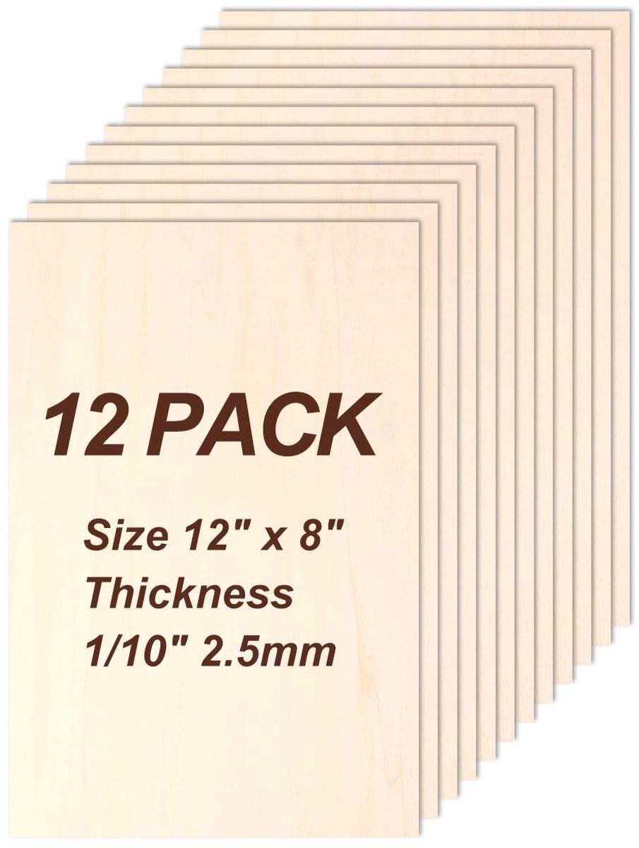 12 stuks multiplex platen, onafgewerkte lindenhouten platen voor houtwerkmodel, ambachtelijk balsahout, schilderen, graveren, stencilen, woondecoratie (12 stuks 300 x 200 x 2,5 mm)