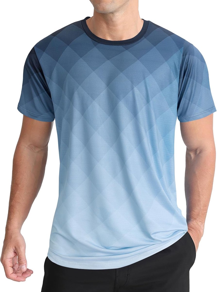 Heren-T-shirt, sport-T-shirt met korte mouwen en ademende gaten, lichtgewicht hardloop-T-shirt