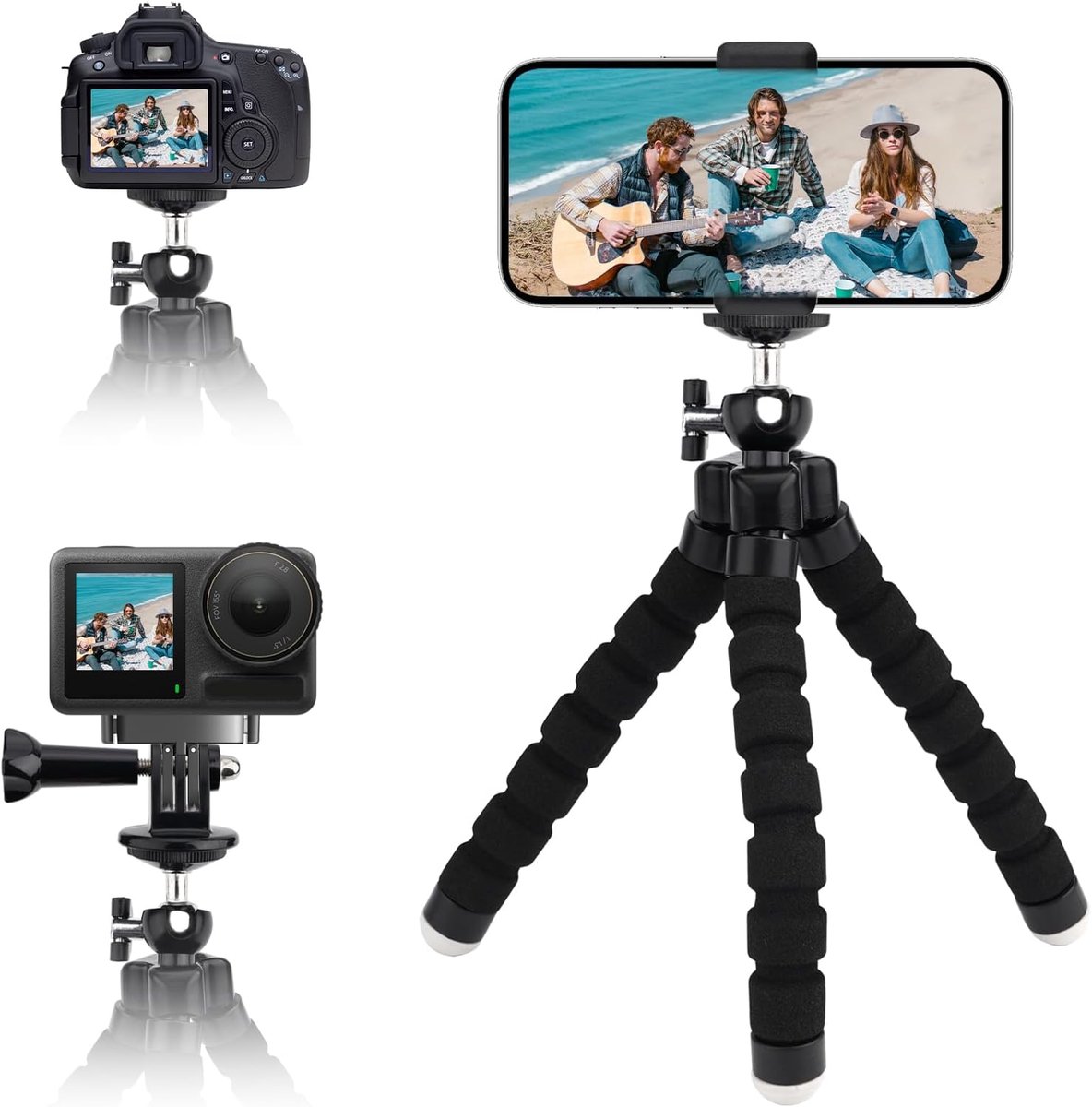 flexibel, draagbaar, mini-statief voor mobiele telefoon, 360 graden draaibaar, mobiele telefoonhouder voor reiscamera, voor video-opnames/selfies