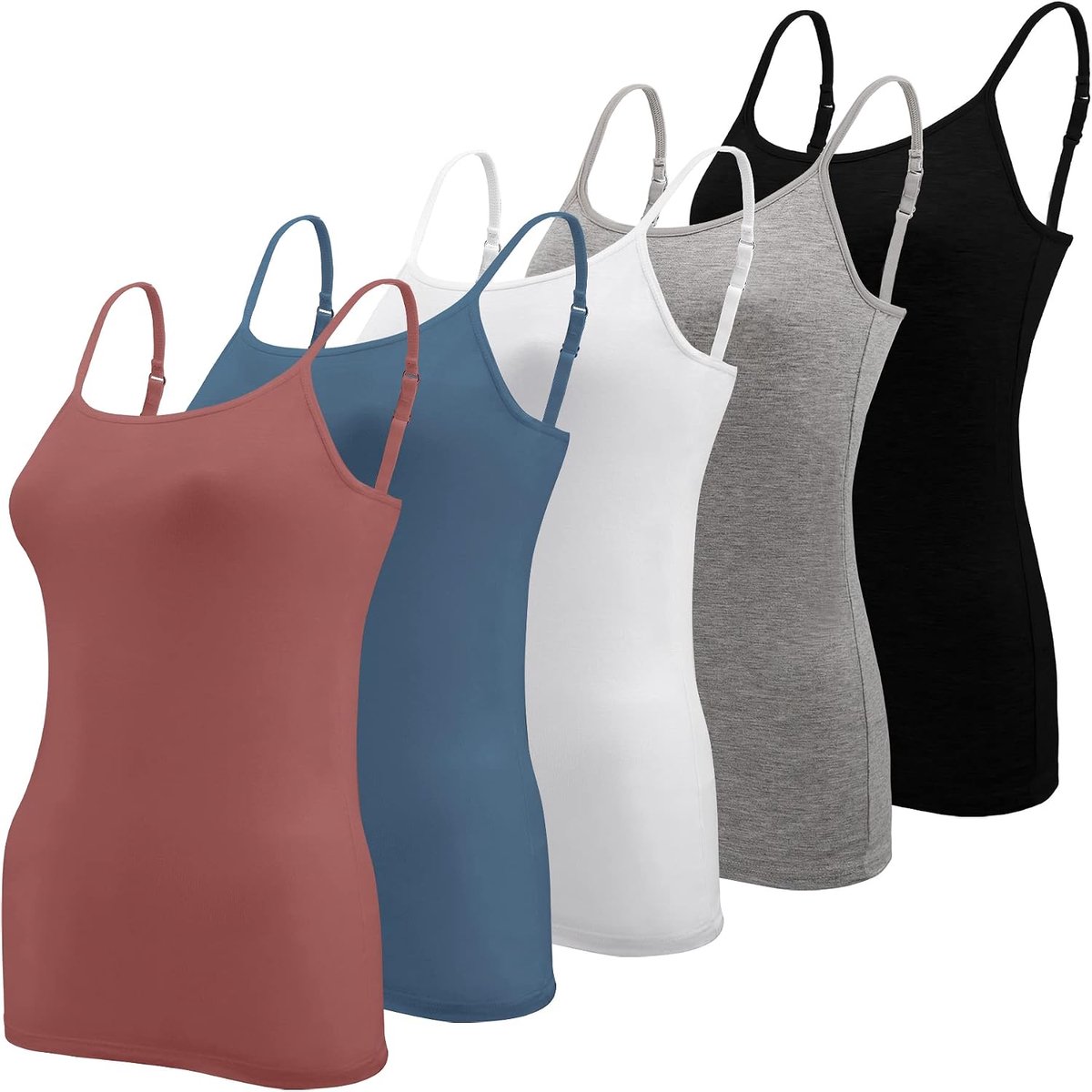 5 stuks basic hemdje met verstelbare bandjes voor dames en meisjes