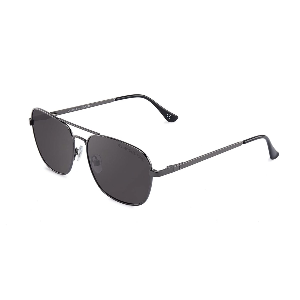 SnelShoppen - Clandestine B-Pilot 18 Zonnebril voor Heren en Dames - Nylon HD, Zwart, Ideaal voor Feest, Vakantie, Buitenactiviteiten